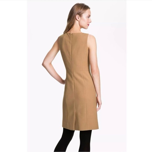Tory Burch NWT Size 10 Classic Tan Sleeveless Square Neckline Wool Dress (0569) - Picture 2 of 16